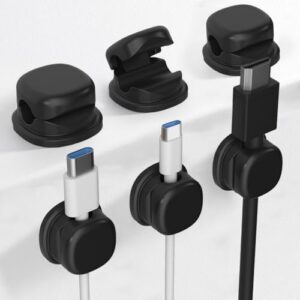 Magnetic Cable Organizer, 2026 New Cord Organizer Holder Clips Strong Adhesive Cable Cord Keeper [Smooth Adjustable] Hide Wire Cord Organizer for Nightstand Kitchen Car Office (Black 6PCS)