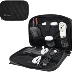 Pelican Electronic Organizer Travel Case - Portable Storage Bag with Multiple Storage Mesh Pockets for Cables, Chargers, Power Bank, AirPods - Cord Organizer and Airplane Travel Essentials Bag - Black