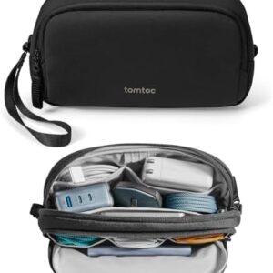 tomtoc Electronic Organizer Travel Case, Water Resistant Dual Compartment Tech Pouch Cable Organization Storage Bag for Charger, Cord, Phone, Hard Drive, Power Bank, Accessories Travel Essentials
