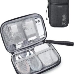 BAGSMART Cord Organizer Travel Cable Organizer Bag Tech Electronic Organizer Travel Case, Travel Essentials for Charger, Cable, Phone, Flash drive, Single Layer - Black